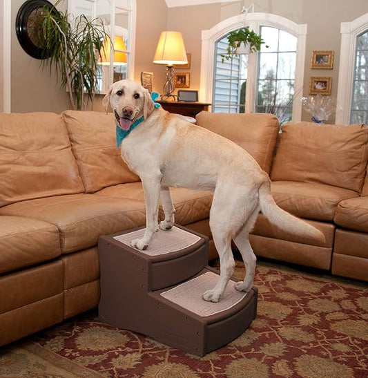 Pet Gear Easy Step II Extra Wide Pet Stairs, 2 Step for Dogs/Cats up to 200 pounds, Removable/Washable Carpet, Easy Assembly (No Tools Required), Espresso