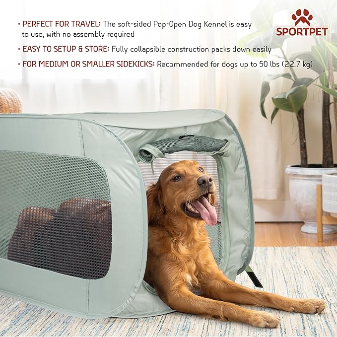 SportPet Designs Soft Sided Pop-Open Kennels, Light Green