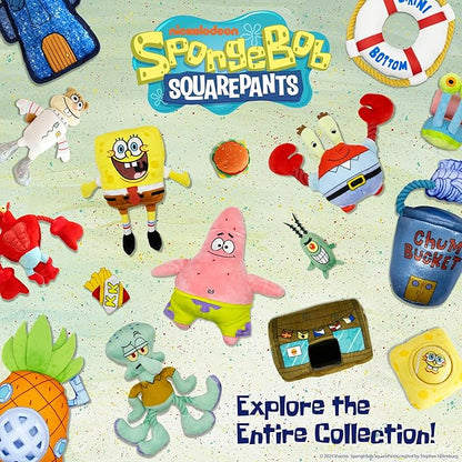 design LAB, Inc. Spongebob Squarepants Official Merchandise | Plush Dog Toys with Tug Rope & Squeakers | Nesting Toy Set of 3 | Plankton, Mr. Krabs & Iconic Chum Bucket