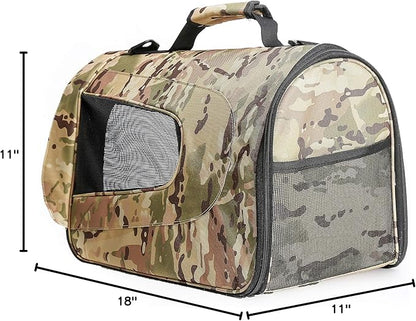 Pawer 18” x 11”x 11” Soft-Sided Foldable Airline Approved Pet Carrier for Cat, Puppy and Small Dog, Washable 600D Oxford Fabric, with Handle and Strap for Carry, Multiple Colors Available