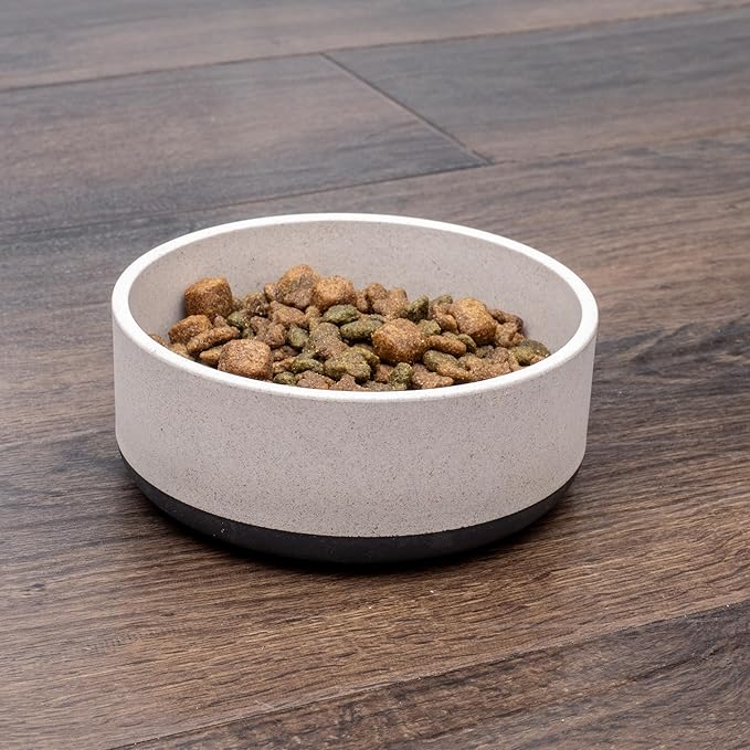 Titan Bamboo Dog Bowl Medium with Ultra Grip Rubber Base Pet Bowl 7 inch
