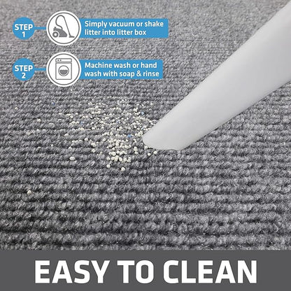 Drymate Cat Litter Box Mat, Litter Trapping Mat, Waterproof, Urine-Proof, Absorbent, Machine Washable, Soft on Paws, Contains Mess, Protects Floors, Kitten Supplies, Grey, 36x47 Jumbo XXL