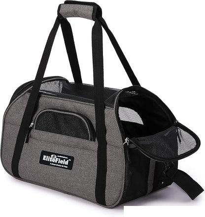 EliteField Soft Sided Pet Carrier (3 Year Warranty, Airline Approved), Multiple Sizes and Colors Available (Large: 19" L x 10" W x 13" H, Charcoal Gray)