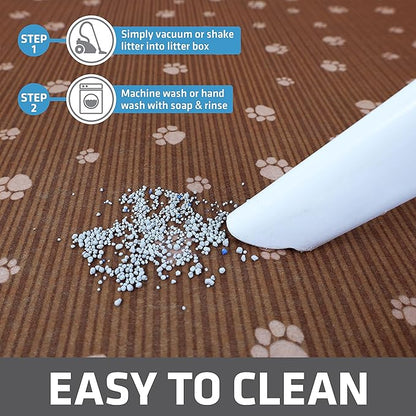Drymate Cat Litter Box Mat, Litter Trapping Mat, Waterproof, Urine-Proof, Absorbent, Machine Washable, Soft on Paws, Contains Mess, Protects Floors, Kitten Supplies, Brown, 28x36 XL