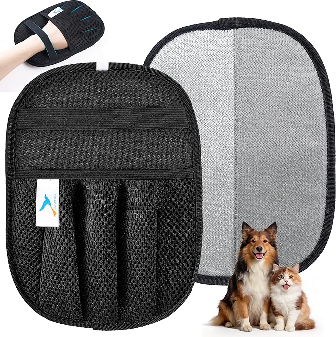 Upgraded Pet Hair Removal Glove – Electrostatic Five‑Finger Design – Effortlessly Removes Dog & Cat Hair from Couch, Carpet, Car Seats, Bedding & Laundry – Reusable & Washable