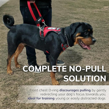 ActiveDogs No Pull Harness - Adjustable Service Dog Harness for Small Dogs with Control Handle, ID Window, D-Rings & Reflective Padding - Red, 19"-25"