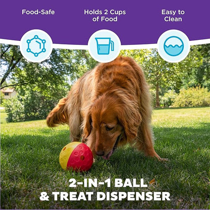 Outward Hound by Nina Ottosson Treat Tumble – Interactive Food-Dispensing Dog Puzzle Ball, Level 1 Beginner, Large, 5.75"