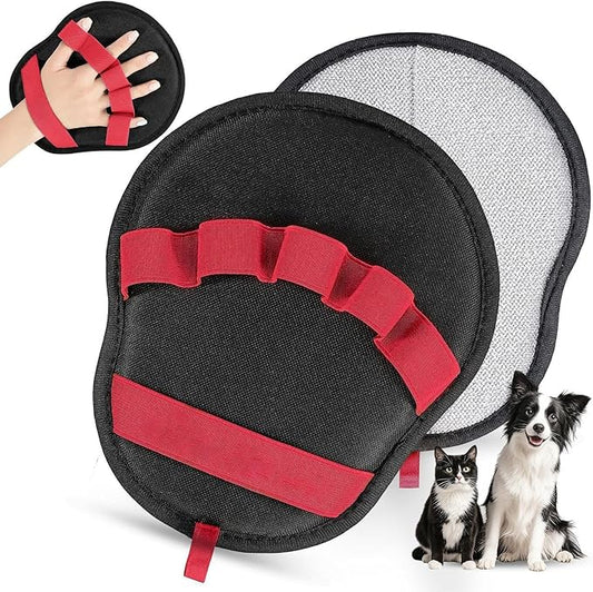 Pet Hair Removal Glove for Dogs & Cats, Enhanced Reusable 5-Finger Electrostatic Glove, Strong-Adhesion Remover for Clothing, Couch, Carpet, Car Seat & Rug (RED-Breathable Cleaning Gloves)