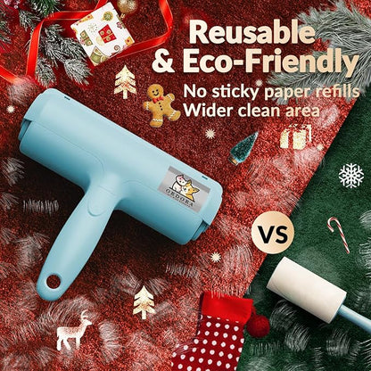 ORDORA Pet Hair Removal Tool: Reusable Lint Roller for Pet Hair - Portable Pet Hair Remover - Dog and Cat Hair Remover for Couch, Bedding, Car, Rugs & Furniture, for Multi-Pet Homes (Blue)