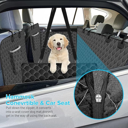 XHRING Dog Seat Cover Back Seat Truck Pet for Ford F150 F250 F350 Super Duty Ram 1500 2500 3500/GMC Sierra/Chevy Silverado, Waterproof & Scratchproof Back Seat Pet Cover for Pickup Truck Black Grey