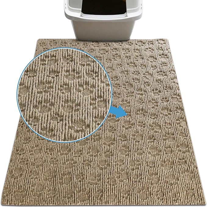 Drymate Cat Litter Box Mat, Litter Trapping Mat, Waterproof, Urine-Proof, Absorbent, Machine Washable, Soft on Paws, Contains Mess, Protects Floors, Kitten Supplies, Tan, 28x34 XL