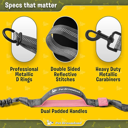 Pet Dreamland Exquisite Handsfree Dog Leash for Large Dogs. Ultimate Comfort & Freedom for Walking and Hiking. Premium Quality, Durable & Versatile Waist Belt. Your Dog Will Love This Running Leash.