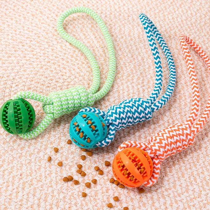 Dog Toy Interactive Chewing Rope Ball Toys Natural Cotton Washable Durable Tug of War for Small Medium Dogs Puppies Training Playing Teeth Cleaning (Drop Ball) (Orange)