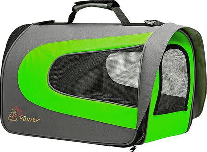 Pawer 18” x 11”x 11” Soft-Sided Foldable Airline Approved Pet Carrier for Cat, Puppy and Small Dog, Washable 600D Oxford Fabric, with Handle and Strap for Carry, Multiple Colors Available