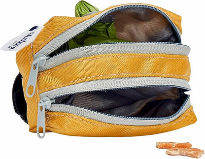 Blueberry Style Amber Dog Waste Bag Dispenser, Solid Color Trash Bag Dispenser with 2 Auto Locking Zipper, Dog Poop Bag Holder Leash Attachment, Includes 1 Roll of Free Poop Bags