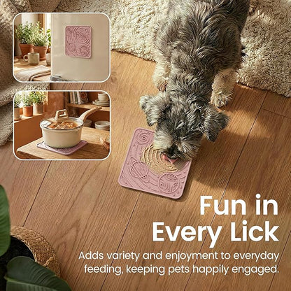 OHMO Lick Mat for Dogs and Cats(Small, Mars&Coral, 2pcs) Enrichment Accessories Toy Space Star Easy Clean Pet Slow Feeder/Suction Cups, Licking Pad for Anxiety Relief and Boredom Reduction