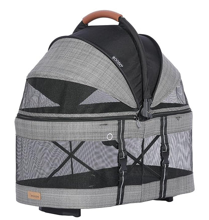 ROODO 2026 Upgraded Version 3-in-1 Dog Cat Stroller with Detachable Carrier Folding Lightweight Portable Travel Pet Gear All-Terrain Puppy Doggie Kitty Bunny Stroller for 35 lbs(Grey Lattice)