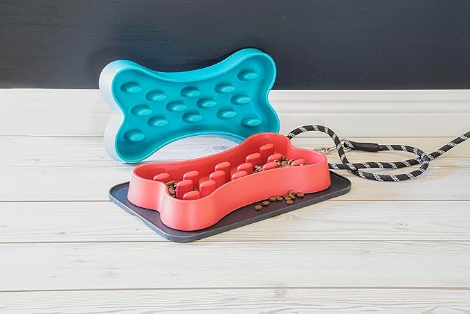 Slow Chow Bone Polypropylene Slow Feeder - Large - 6 Cups - Teal