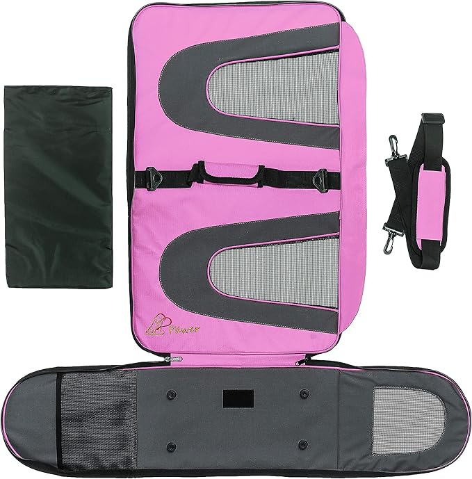 Pawer 18” x 11”x 11” Soft-Sided Foldable Airline Approved Pet Carrier for Cat, Puppy and Small Dog, Washable 600D Oxford Fabric, with Handle and Strap for Carry, Multiple Colors Available