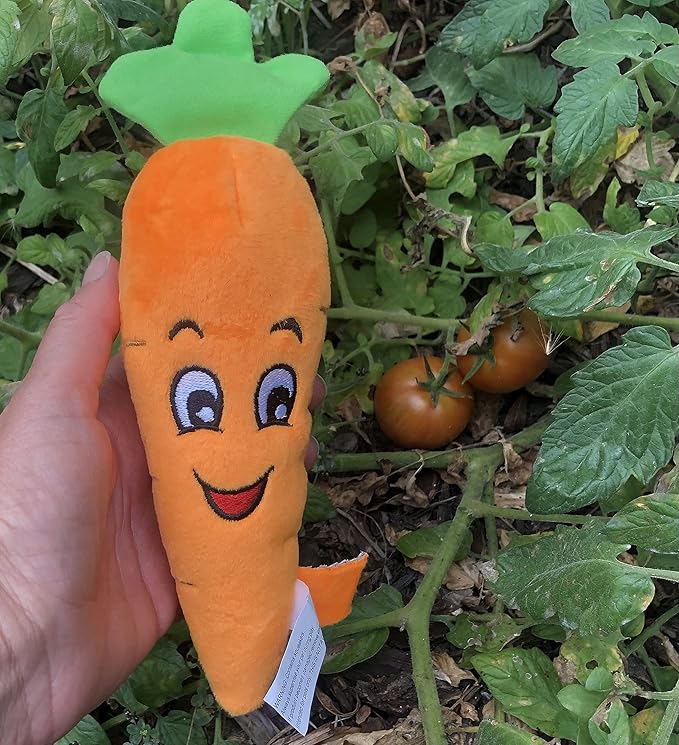 Glow Pups Dog Toys, 2 Pack Plush Puppy Toys with Squeaker, Durable Carrot and Broccoli Food Shaped Dog Toys for Medium Dogs, Promotes Mental Stimulation, Relieves Stress - Peach