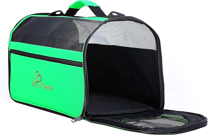 Pawer 18” x 10” x 10”Soft-Sided Foldable Airline Approved Pet Carrier for Cat, Puppy and Small Dog, Washable 600D Oxford Fabric, with Handle and Strap for Carry, Multiple Colors Available