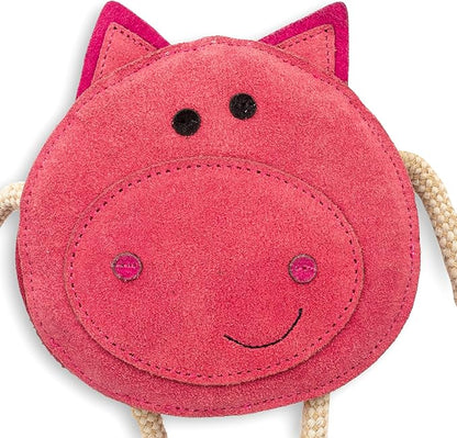 Eco Leather Pickles Pig Natural and Tough Dog Toys - Long Lasting Chew Toys for Aggressive Chewers - Strong Dog Toy for Dogs and Puppy