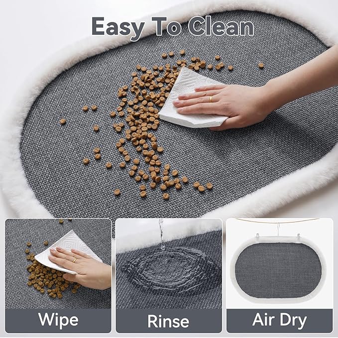 Pet Feeding Mat, Dog Food Mats Absorbent Pet Placemat for Food and Water Bowl with Non Slip Rubber Backing for Dog and Cat (16"x24", Gey)