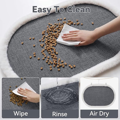 Pet Feeding Mat, Dog Food Mats Absorbent Pet Placemat for Food and Water Bowl with Non Slip Rubber Backing for Dog and Cat (16"x24", Gey)