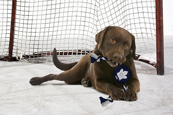 Pets First NHL Toronto Maple Leafs Puck Toy for Dogs & Cats. Play Hockey with Your Pet with This Licensed Dog Tough Toy Reward!