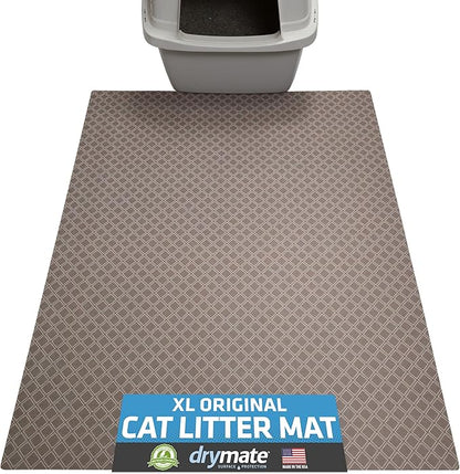 Drymate Cat Litter Box Mat, Litter Trapping Mat, Waterproof, Urine-Proof, Absorbent, Machine Washable, Soft on Paws, Contains Mess, Protects Floors, Kitten Supplies, Taupe, 29x36 XL
