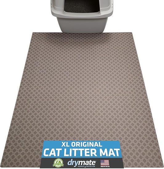 Drymate Cat Litter Box Mat, Litter Trapping Mat, Waterproof, Urine-Proof, Absorbent, Machine Washable, Soft on Paws, Contains Mess, Protects Floors, Kitten Supplies, Taupe, 29x36 XL