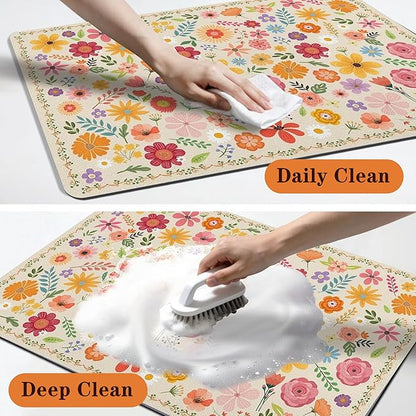 Pet Feeding Mat for Floors Waterproof Dog Mat for Food and Water Absorbent Quick Dry Non Slip mat for Cat Bowls