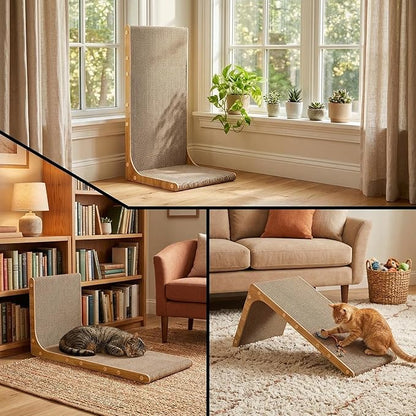 3-Pack Cardboard Cat Scratcher for Indoor Cats, 23 Inch L Shaped Vertical Cat Scratching Post, Cat Scratching Board for Wall and Couch, Large
