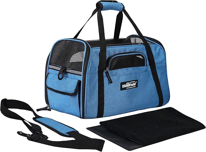 EliteField Soft Pet Carrier (3 Year Warranty, Airline Approved) Soft Sided Dog Puppy Cat Carrier Travel Bag (X-Large: 21" L x 12" W x 13" H, Sapphire Blue)