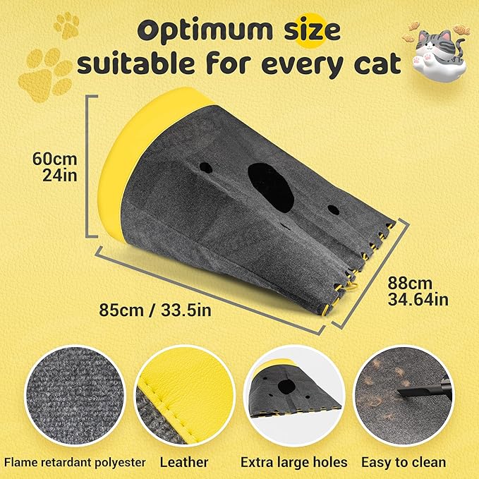 Homrich Interactive Cat Play Bag- Durable Rug for Hide and Seek, Collapsible Hole Mat, Tunnel Sleeping Bag for Indoor Cat- Fun Activity Pet Training Toy