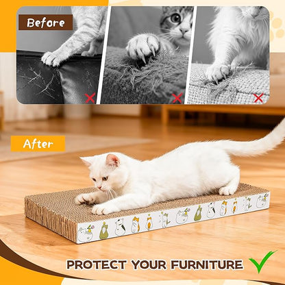 PatiencET 2 Pack Cardboard Cat Scratcher Pad with Catnips, Flat Double-Sided Cat Scratching Board for Small Medium Cats Kittens