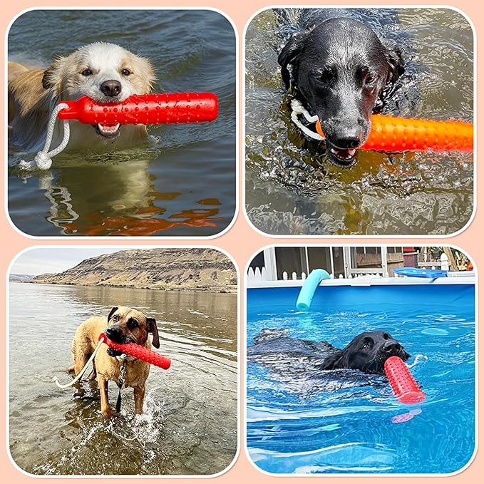 Dog Float Toy - Interactive Training Bumper & Fetching Retrieving Dog Water Toys Dummy Outdoor - Lightweight for Float on the Water Pool Fetch Rope Pet Toys for Small, Medium, Large Dogs