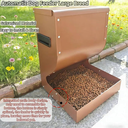 Galvanized Dog Feeders for Large Dogs, 15LBS Gravity Automatic Dog Feeder, Suitable for Indoor and Outdoor Use, Suitable for Medium Dogs,Cats,Poultry, and Pets