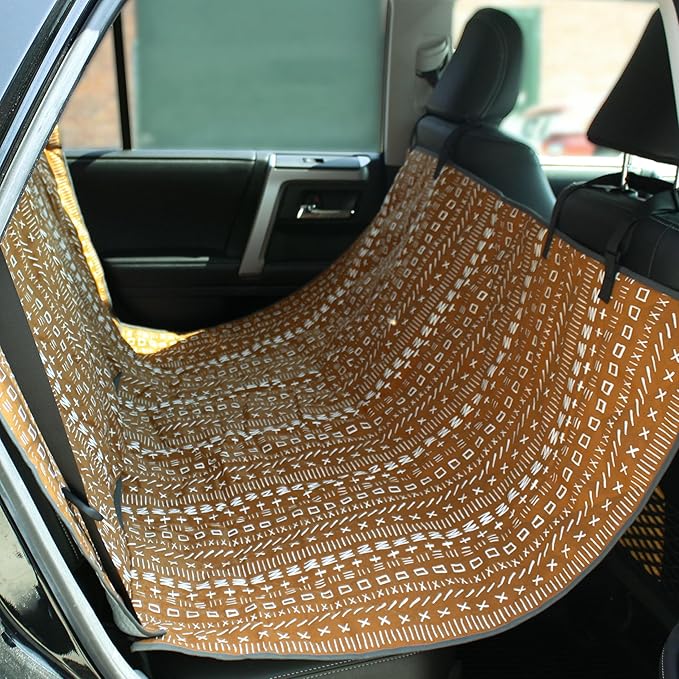 Molly Mutt 3-in-1 Back Seat Cover for Dogs, 100% Cotton Canvas Back Seat Hammock with Headrest Straps, Belt Slots, & Anchors, Non-Skid Cargo Area Cover, Machine Washable, No Harmful Chemicals, 56"x56"