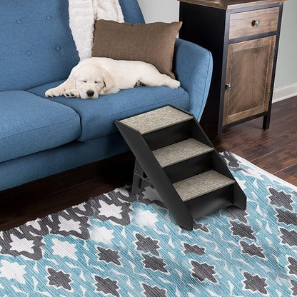 Pet Stairs - Home and Vehicle Foldable Nonslip Dog Steps with 3-Step Design - for Puppies, Kittens, and Other Small Pets by PETMAKER (Gray)