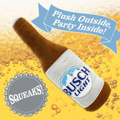 design LAB, Inc. Busch Light Beer Dog Toy |Official Merchandise Beer Bottle Squeaky Plush Toy for Dogs | 12 inch Medium Large Novelty Dog Toys for Fun and Fetch