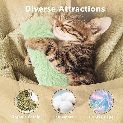 3 Pack Catnip Toys,Soft and Durable Cat Pillows Toys, Crinkle Sound Catnip Catnip Toys,Indoor Interactive Cat Kicker Toy, Companion Toys for Cats (Gray Set)