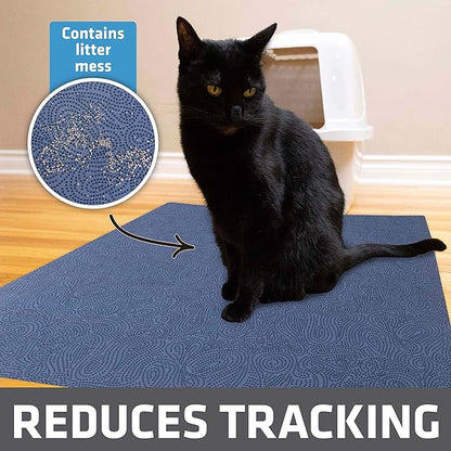 Drymate Cat Litter Box Mat, Litter Trapping Mat, Waterproof, Urine-Proof, Absorbent, Machine Washable, Soft on Paws, Contains Mess, Protects Floors, Kitten Supplies, Blue, 29x36 XL