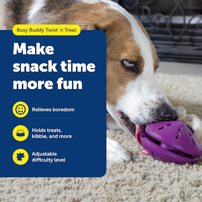 PetSafe Busy Buddy Twist'n Treat - BPA-Free Adjustable Meal Dispenser & Training Toy - Interactive Enrichment for Hard Chewers - Compatible with Hard & Smearable Treats - Helps Clean Teeth - Medium