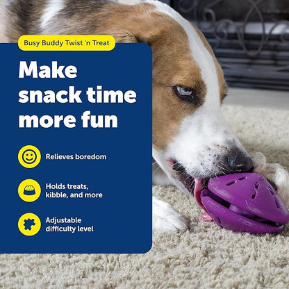 PetSafe Busy Buddy Twist'n Treat - BPA-Free Adjustable Meal Dispenser & Training Toy - Interactive Enrichment for Hard Chewers - Compatible with Hard & Smearable Treats - Helps Clean Teeth - Medium
