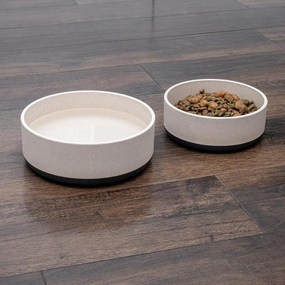 Titan Bamboo Dog Bowl Medium with Ultra Grip Rubber Base Pet Bowl 7 inch