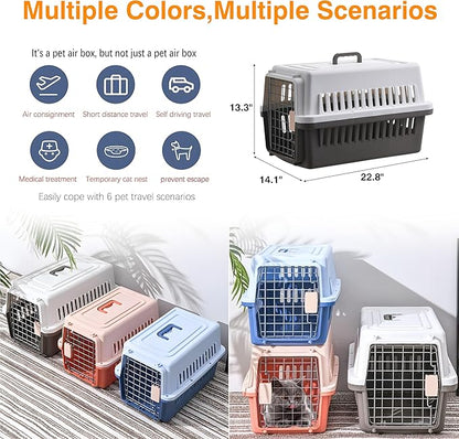 Pets Carrier,Kennel, 23in,Long,Hard-Sided,for Small Dog/Cat up to 20 lb,Suit for Airline/Road Travel (Coffee, Large)