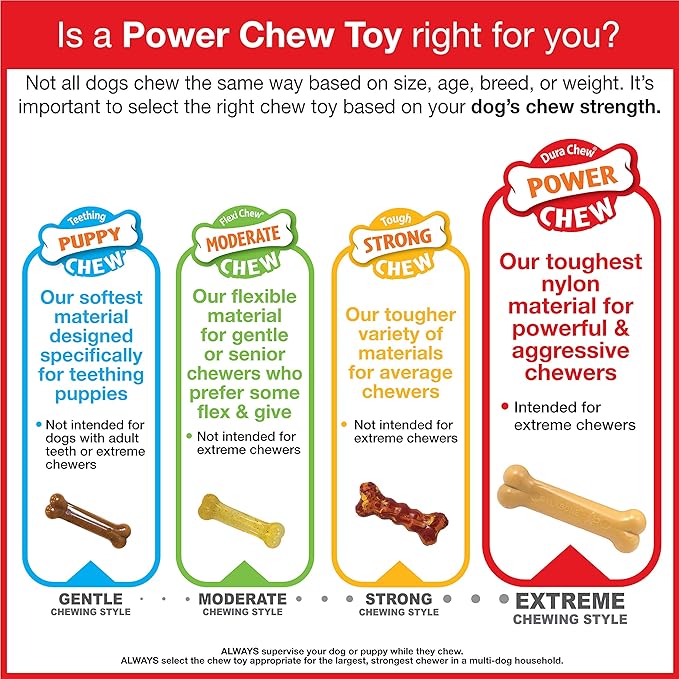 Nylabone Marrow Bone Alternative Power Chew Toy for Dogs, Dog Toys for Aggressive Chewers, Beef Flavor, Large - Up to 50 lbs, 1 Count