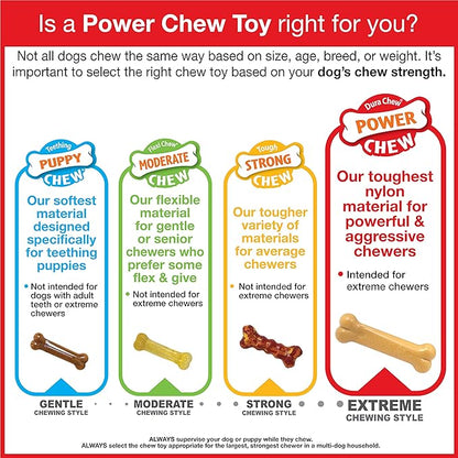 Nylabone Marrow Bone Alternative Power Chew Toy for Dogs, Dog Toys for Aggressive Chewers, Beef Flavor, Large - Up to 50 lbs, 1 Count