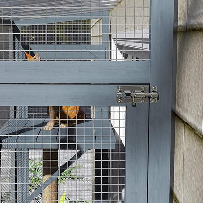 PawHut Outdoor Catio, Cat Window Catio Box Enclosure for 2-3 Large Indoor Cats with 2 Jumping Platforms, Scratching Post, for Playing, Sunbathing, Napping, Cat Window Perch for Enjoying Sights, Gray